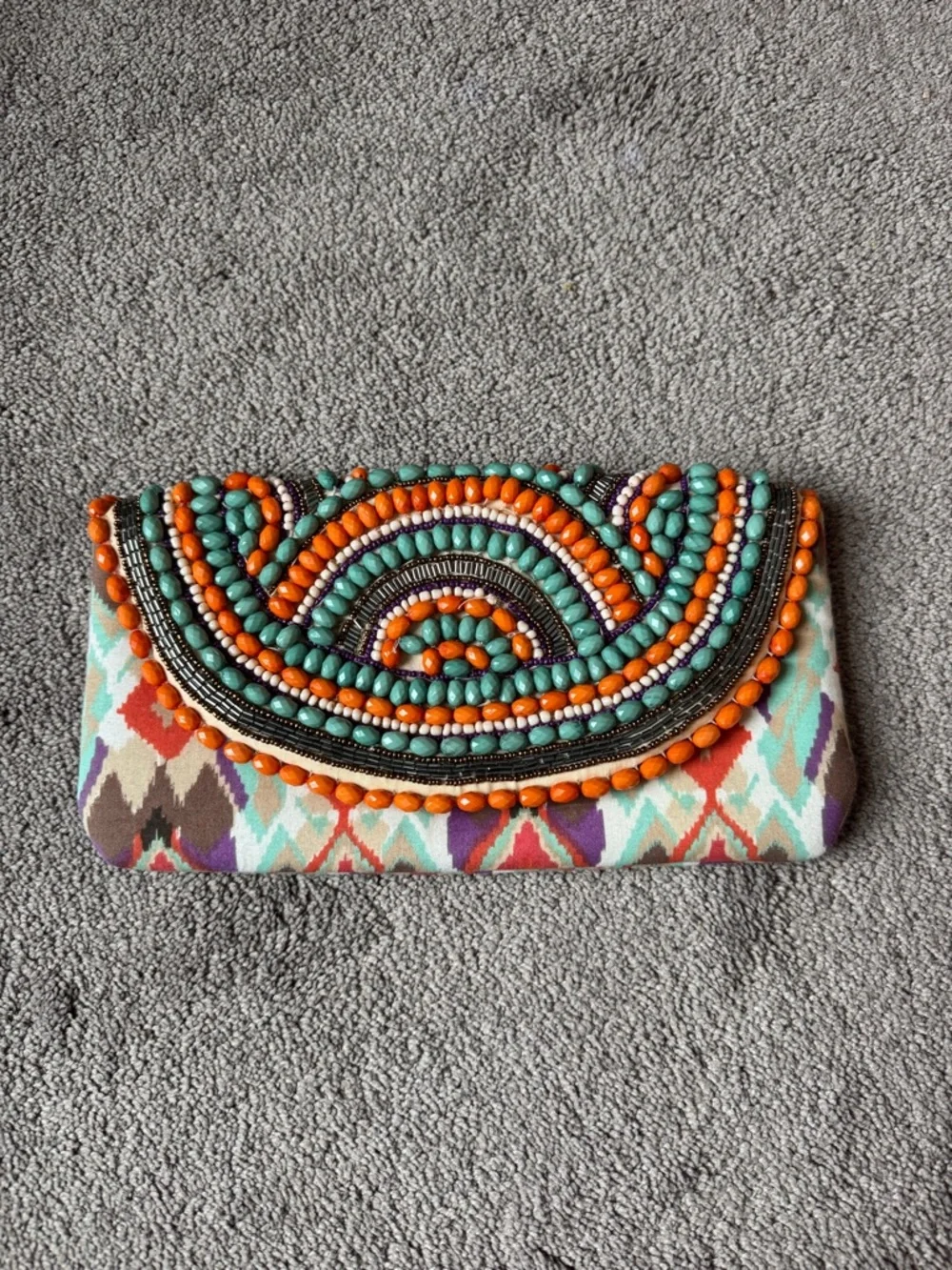 Arden B Multicolor Beaded Boho Clutch Evening Bag